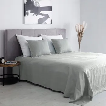 Přehoz na lůžko Lněná deka Dekoria 260 cm x 260 cm šedá