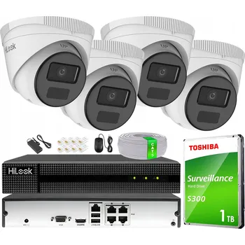 Bezpečnostní kamera HiLook Sada IP PoE monitoringu 1080p IP67 Detekce, aplikace P2P, 1TB