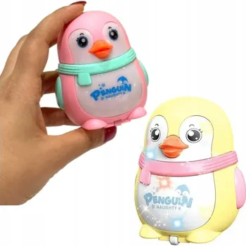 Hračka pro nejmenší Natahovací svítící tučňák, barevný, senzorický, 9 cm