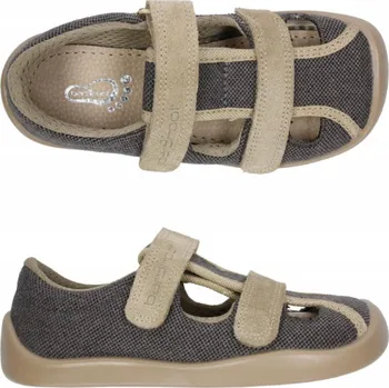 Chlapecké sandály Bačkůrky sandály plátěnky 3F 3BS25/18 bar3foot super flexi hnědé barefoot, suchý zip velikost: 28