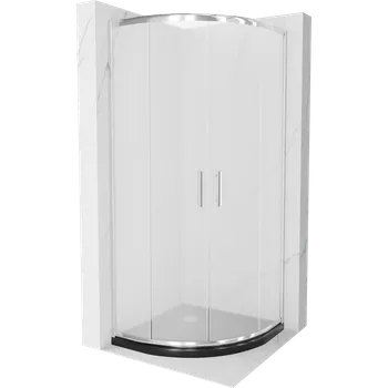 Mexen Rio půlkruhová sprchová kabina 90 x 90 cm, matná, chrom + sprchová vanička Flat, černá - 863-090-090-01-30-4170 Sprchové kouty s vaničkou