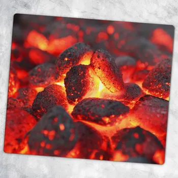 Kuchyňské prkénko Tvrzené Multifunkční Skleněné Prkénko na Krájení - Rozpálené Uhlí 60x52 cm