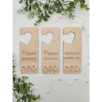 Dárková visačka Svatební visačka na dveře D-decor - srdce svatební noc