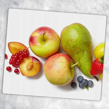 Kuchyňské prkénko Tvrzené skleněné kuchyňské prkénko s dekorativní grafikou Hruška a Jablka 60x52