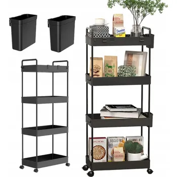 regál MOBILNÍ KUCHYŇSKÝ/KOUPELNOVÝ REGÁL STOLEK NA KOLEČKÁCH PLASTOVÝ VOZÍK 4 PATRA