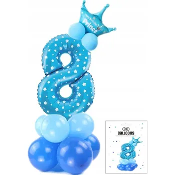 Balónek SADA BALÓNKŮ STOJÍCÍCH MODRÁ S ČÍSLICÍ 8 NA NAROZENINOVOU OSLAVU