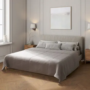 Přehoz na lůžko Přehoz na postel Dekoria velur 200 cm x 210 cm šedý