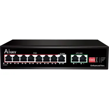 Příslušenství pro kamerový systém MS 08F20GB-A 8 portů AI Hi-POE Switch 8x10/100+2GB uplink 120W (6188) (Monitorrs Security)