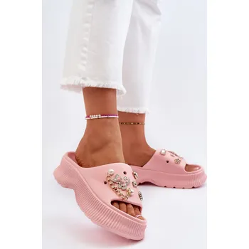 Dámské pantofle Dámské pěnové žabky s ozdobami Afariana Barva: Růžová, Velikost: 37