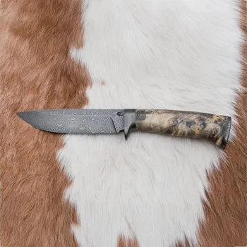 Kuchyňský nůž Exkluzivní damaškový nůž 13 cm kaštan