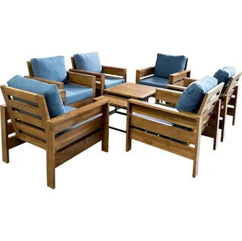 Zahradní sestava Jandrew Zahradní sedací souprava Fotel z masivu s polstry 6+2 stoly Jandr