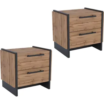 Noční stolek Set nočních stolků AMONI 2S, dub wotan - SLEVA 3% s kodem radost25