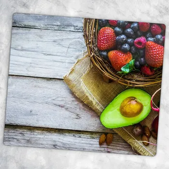 Obraz Kuchyňská Multifunkční Dekorativní Deska Tvrzené Sklo Ovoce a Avokádo 60x52