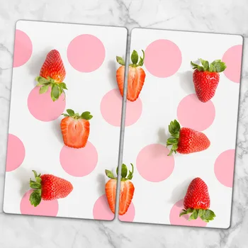 Obraz Ozdobné Skleněné Desky na Krájení a Servírování Jahody a Puntíky 2x30x52