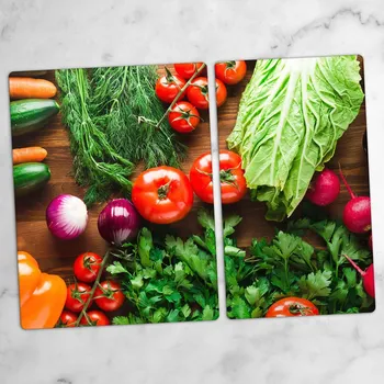 Obraz Ozdobné skleněné desky na krájení a servírování - Čerstvá zelenina 40x52 cm a 30x52 cm