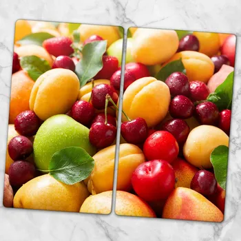 Kuchyňské prkénko Skleněné kuchyňské desky na krájení s ozdobnou grafikou Ovocná říše 2x30x52