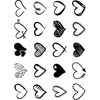 Tetování Dočasné tetování černá srdce srdíčka velké množství A4