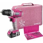 Extol - Akumulátorový vrtací šroubovák 1300 mAh 12V růžová