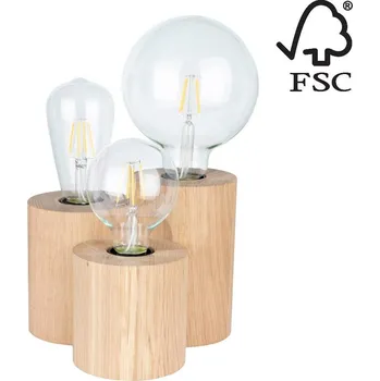 Lampička 2266374 - Stolní lampa VINCENT 3xE27/15W/230V dub + záruka 3 roky