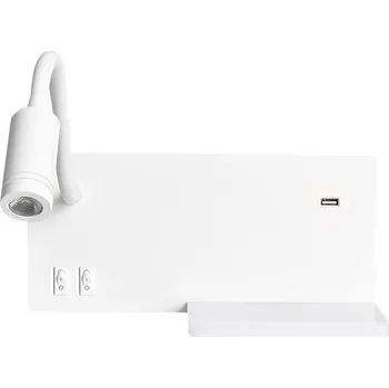 Nástěnné svítidlo LED Nástěnné svítidlo SHELF 1xLED/4W+1xLED/5W+1xLED/2W/230V + USB port bílá