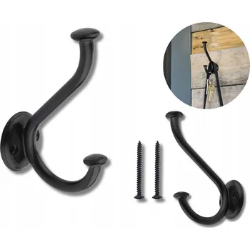 Věšák 5x nástěnný věšák dvojitý černý matný loft háček na oblečení se šrouby