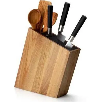 Stojan na nože Continenta C4151 - Stojan na nože s flexi vložkou a přihrádkou 31x8x24,5 cm dub