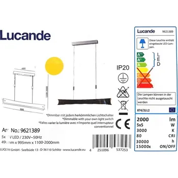 Lucande LW0323 5xLED 25W černé