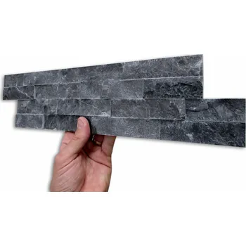 Obklad Přírodní obkladový kámen ZLÍN VZOREK - ČERNÝ MRAMOR strips