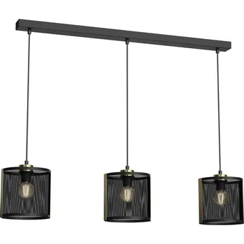 Lustr na lanku KAGA 3xE27/60W/230V černá/zlatá