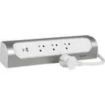 Legrand 049406 - Prodlužovací kabel 3Z Typ E + USB-A + USB-C 1m stříbrná/bílá