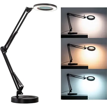 Lampička Brilagi Brilagi - LED Stmívatelná stolní lampa s lupou LED/12W/5V 3000/4200/6000K černá + záruka 3 roky