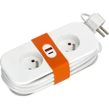 Prodlužovací kabel Prodlužovací kabel 2Z + 2xUSB 1,4 m bílá