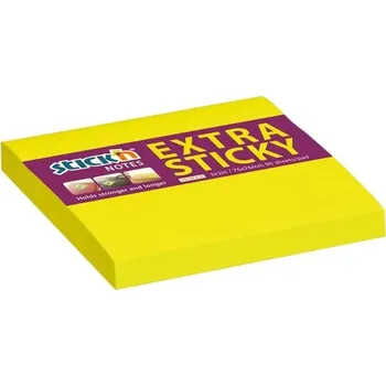 Samolepící bloček Stick’n by Hopax Bloček Hopax Extra Sticky, 76 x 76 mm, neon žlutý