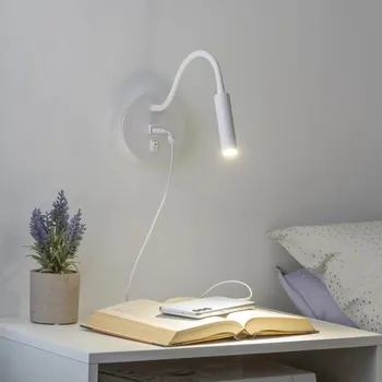Nástěnné svítidlo Brilagi - LED Flexibilní nástěnná lampa s USB portem MAYA LED/3W/230V bílá