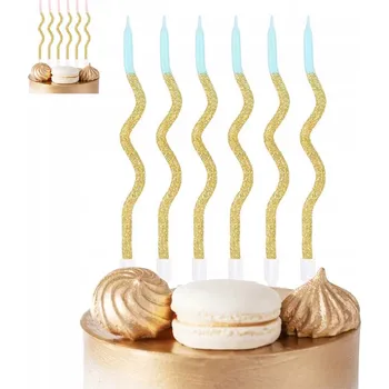Vrták NAROZENINOVÉ SVÍČKY SPIRÁLY ZLATÉ MODRÉ NA OSLAVU NAROZENIN 6 KS