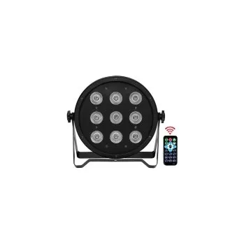 LED PAR flat reflektor 9x 10 W 3-in-1 RGB, DMX, dálkový ovladač