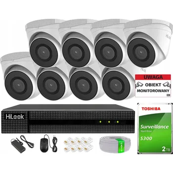 Bezpečnostní kamera Monitorovací sada 8x kamera IPCAM-T5 5MPx, 2TB disk HiLook by Hikvision
