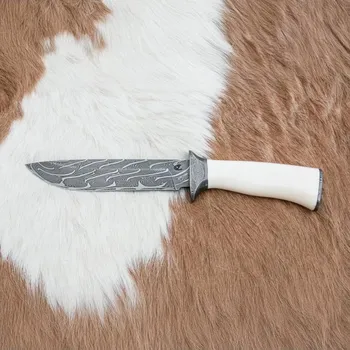 lovecký nůž Jiří Čurda Exkluzivní damaškový nůž 15 cm mamutí kel CU0001 bílá