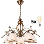 Brilagi - LED Lustr na řetězu ANTICO 5xE27/60W/230V bronz patina