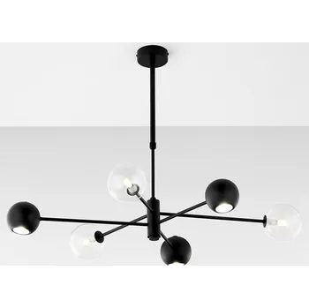 Jupiter 1995 - Lustr na tyči MOKA 3xGU10/10W/230V + 3xG9/10W/230V černá/čirá