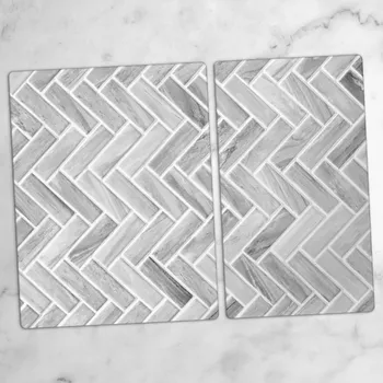 Obraz Sada dvou skleněných kuchyňských prkének Geometrická rybí kost 40x52 a 30x52 cm