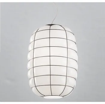 SIRU - Lustr na lanku LANTERNA 1xE27/60W/230V pr. 32 cm černá/bílá benátské sklo