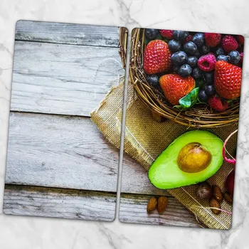 Obraz Sada dvou ozdobných skleněných kuchyňských desek Ovoce a Avokádo 2x30x52