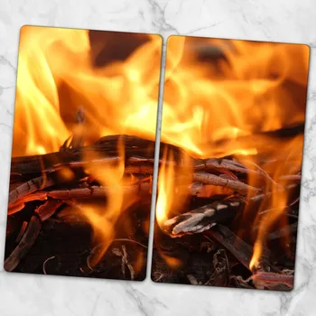 Obraz Sada tvrzených skleněných kuchyňských desek S Potiskem Ohniště 2x30x52