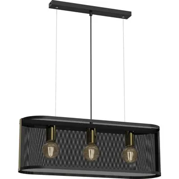 Lustr na lanku KAGA 3xE27/60W/230V černá/zlatá