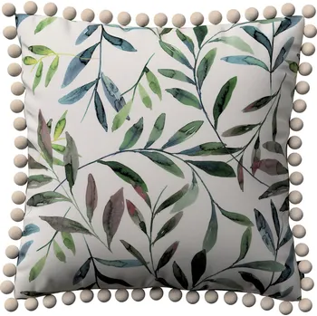 Povlak na polštářek Povlak na polštář 45x45 zelené větvičky na bílém pozadí