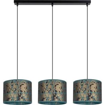 Lustr na lanku REZO 3xE27/60W/230V zlatá/tyrkysová