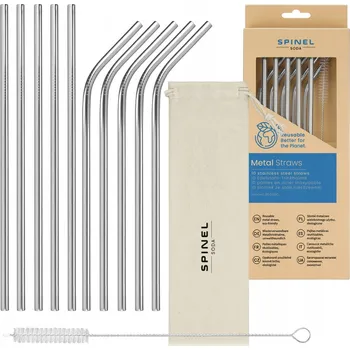 10x KOVOVÉ BRČKA SPINEL SODA BRČKA OPAKOVANĚ POUŽITELNÉ NA NÁPOJE + POUZDRO ČISTÍTKO