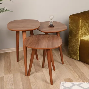 Konferenční stolek SADA 3x Odkládací stolek TYN hnědá