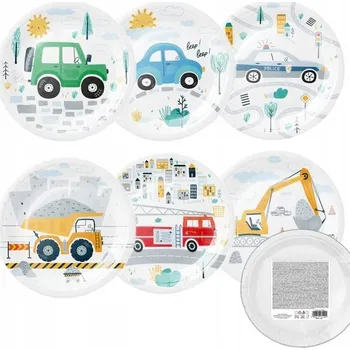 Talíř Talířky na narozeninovou oslavu s auty a silnicemi, 18 cm, 8 ks Na Jedno Použití